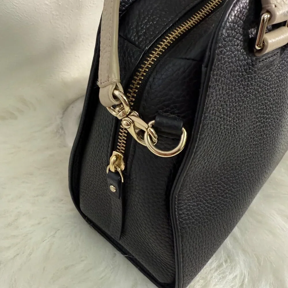Kate Spade Sawyer Henderson Street Black Satchel Pumise Leather CrossbodyBag Bow